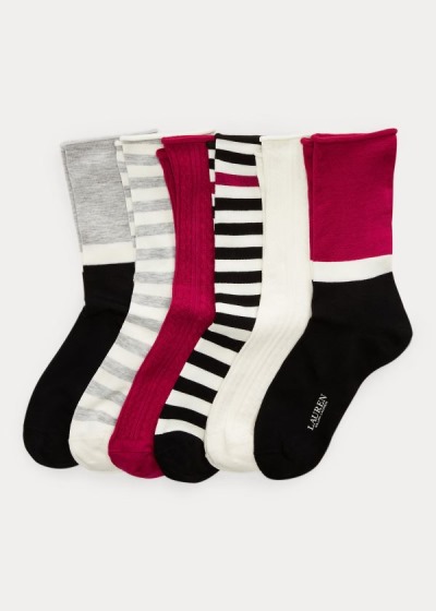 Calcetines Ralph Lauren Mujer Multicolor - Striped Roll-Top 6-Pack - DTHVK9683